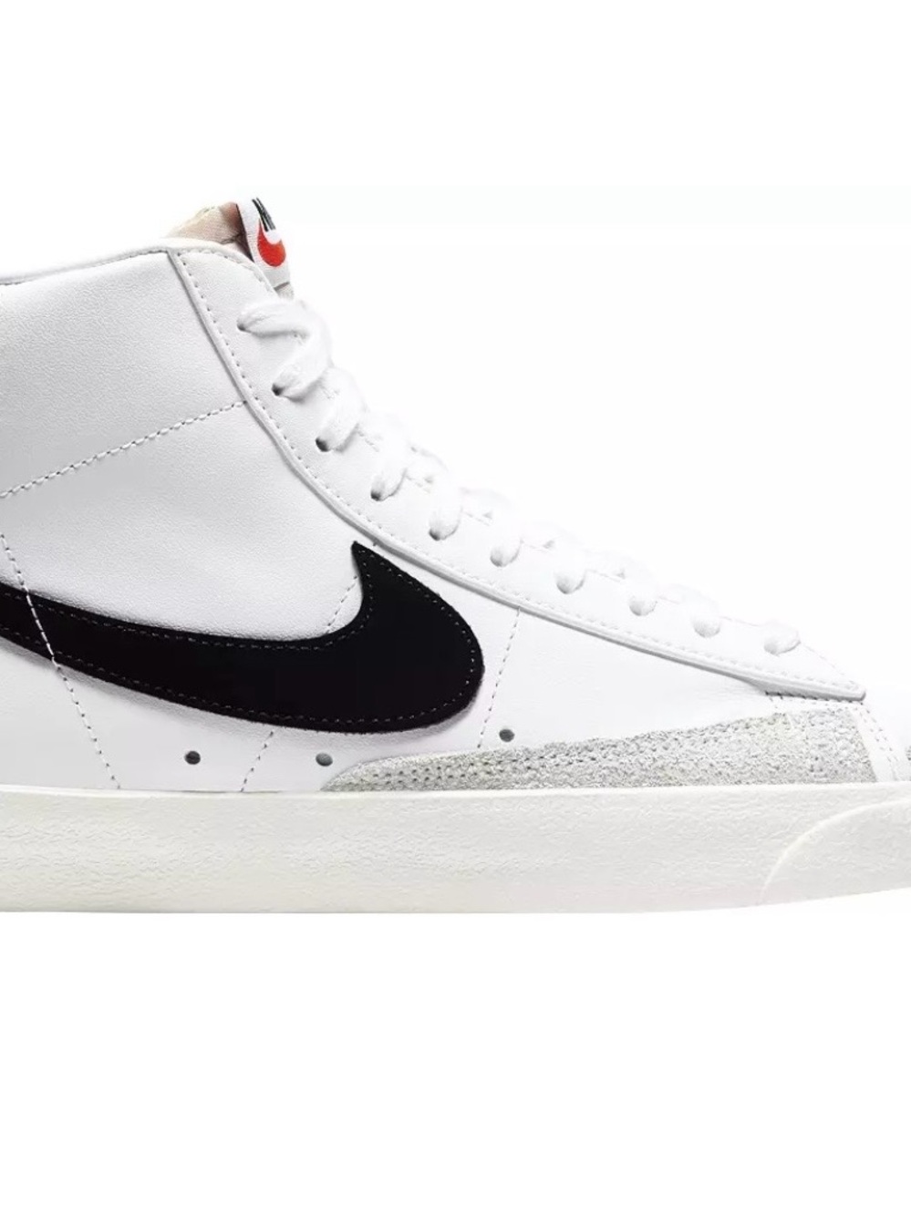 Nike White High-Top Sneaker with Black Swoosh